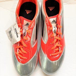 Adidas Soccer Cleats NWT  F10/F50 Youth 6 Women equivalent 7.5  Silver Orange